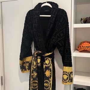 Versace Men’s XL Black BAROQUE BATHROBE